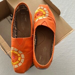 Toms Orange Moccasins Vibrant Canvas Slip-On